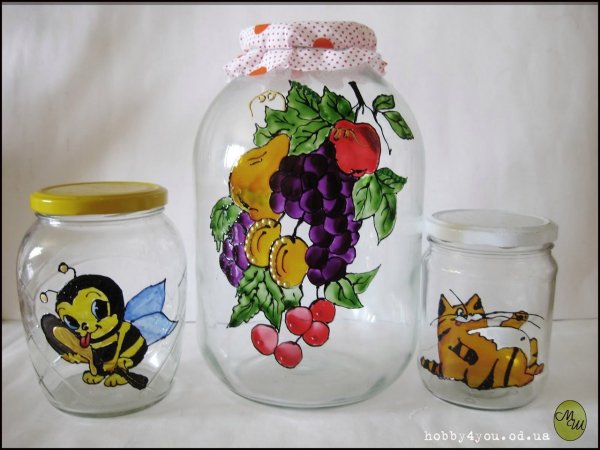 Витраж на стеклянной банке