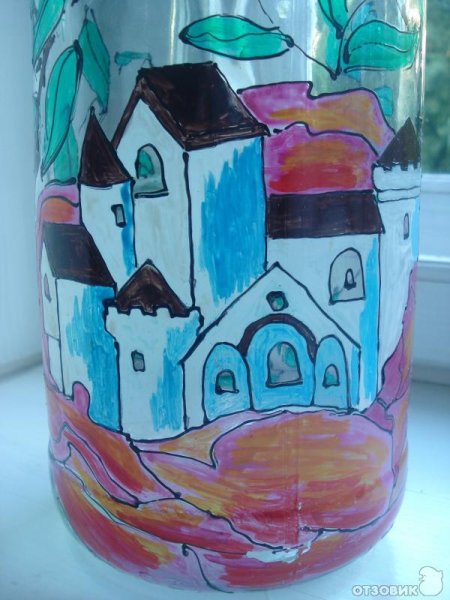 Рисование на бутылках витражными красками
