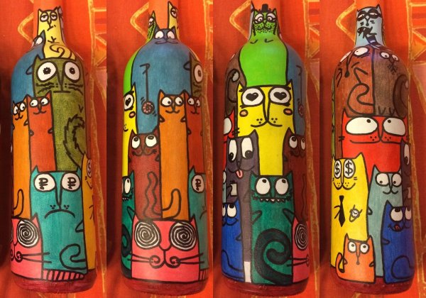 Роспись бутылок акриловыми красками