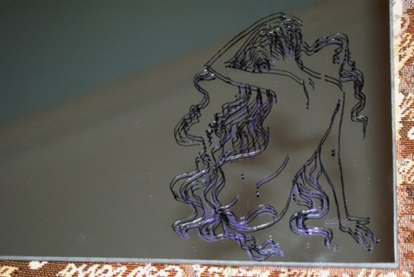 Акриловые краски на зеркале