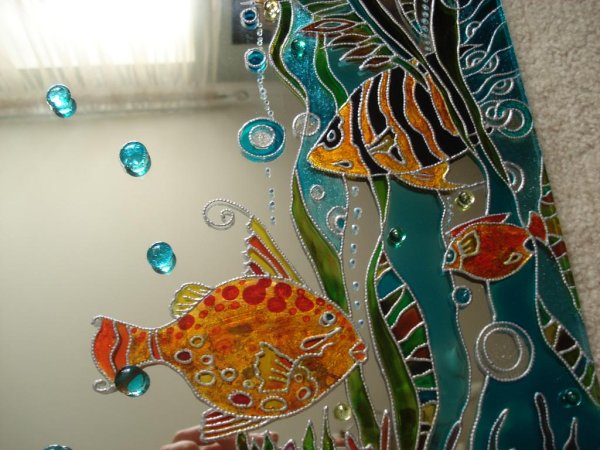 Рыбки витражная роспись