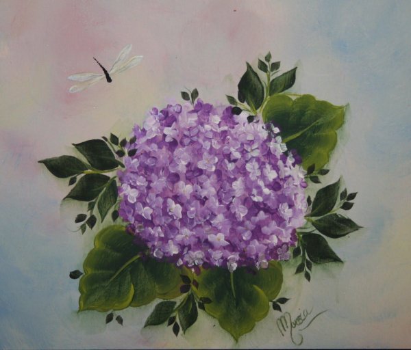 Гортензия двойным мазком