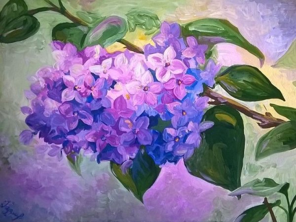 Ветка сирени живопись