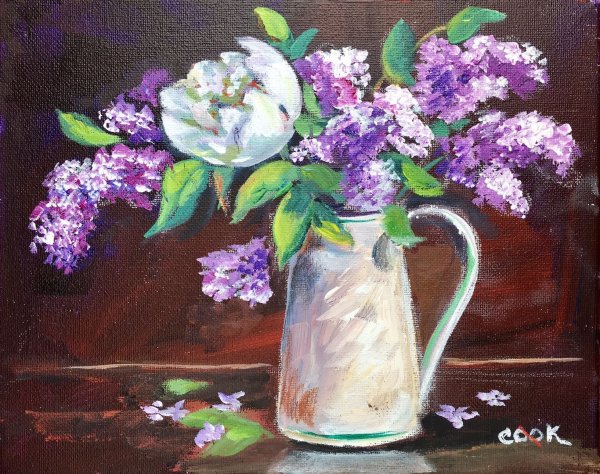 Сирень акрилом на холсте для начинающих