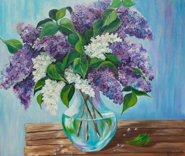 Сирень в вазе акрилом