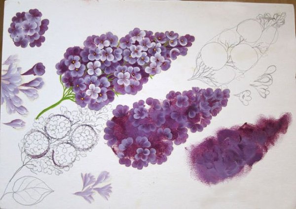 Тагильская роспись сирень