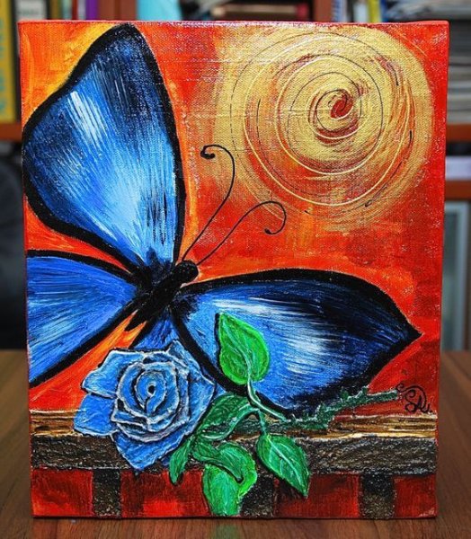 Нарисовать бабочку гуашью