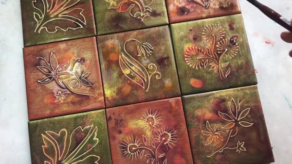 Роспись плитки акриловыми красками