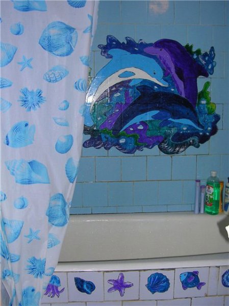 Роспись плитки в ванной