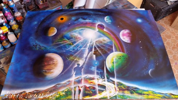 Картины баллончиком космос