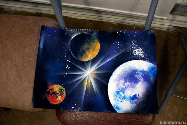 Космос планеты акрилом