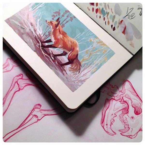 Растения акварелью скетчбук