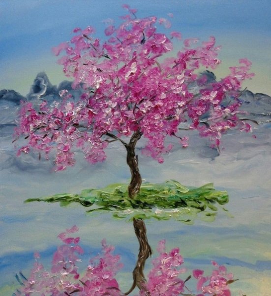 Сакура гуашью