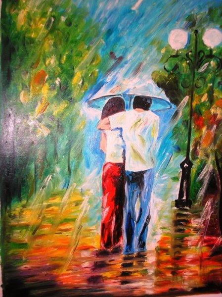 Романтическая прогулка под дождем