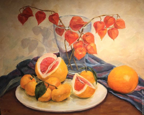 Картина маслом натюрморт с фруктами Дэвида Брауна