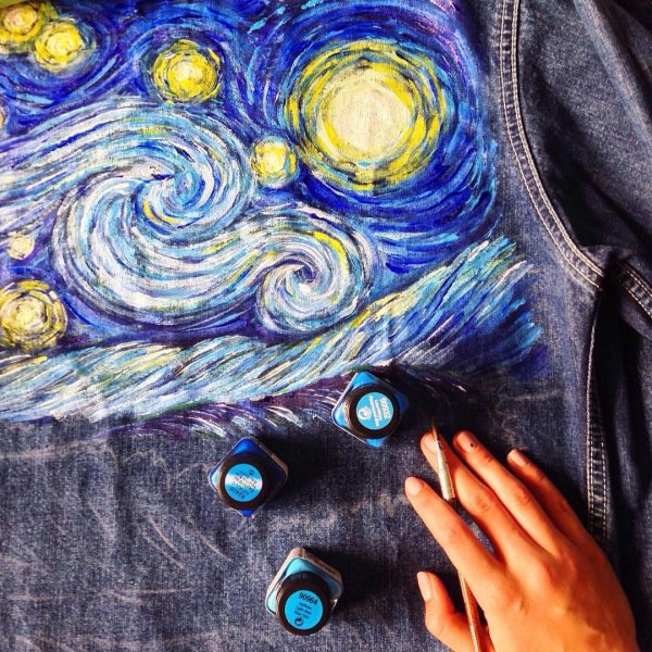 Роспись джинсовок Ван Гог