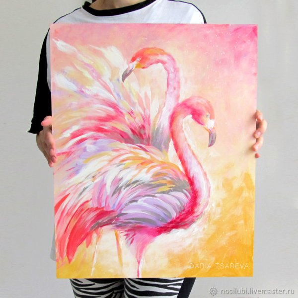 Фламинго картина акрилом