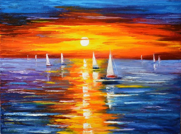 Морской закат маслом