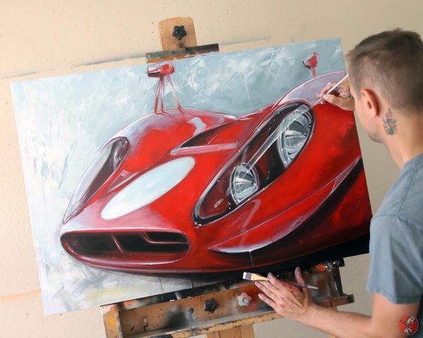 Картина акрилом машина