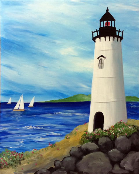 Рисуем Маяк акрилом