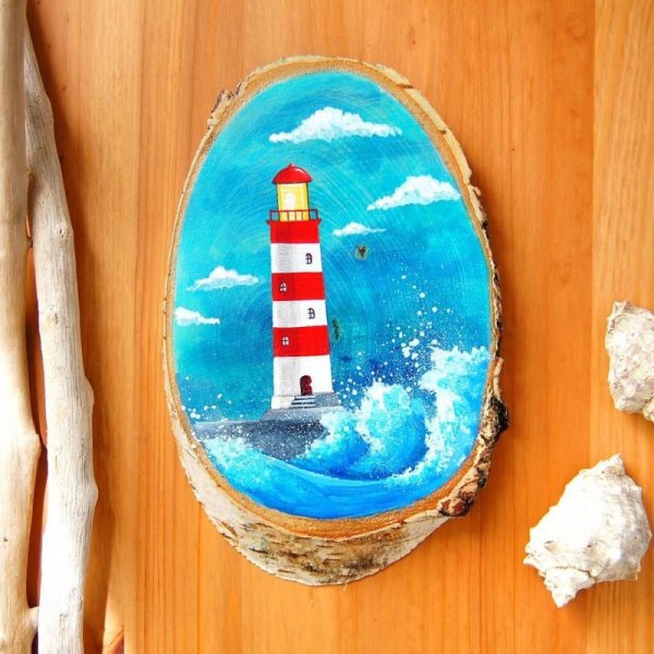 Рисование на гальке Маяк