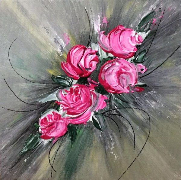 Абстрактные розы акрилом