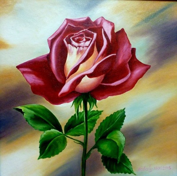 Розы гуашью