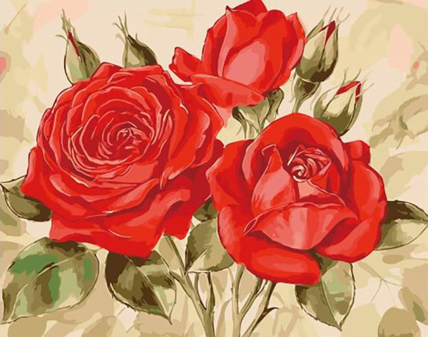 Роза красками