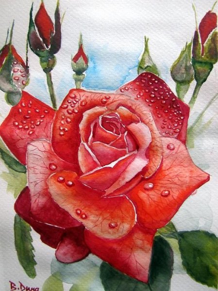 Розы роспись по ткани