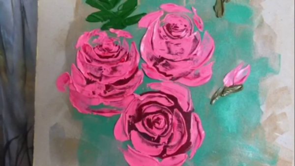 Розы акрилом мастер класс