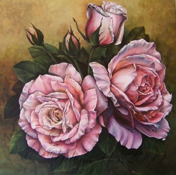 Розы акрилом