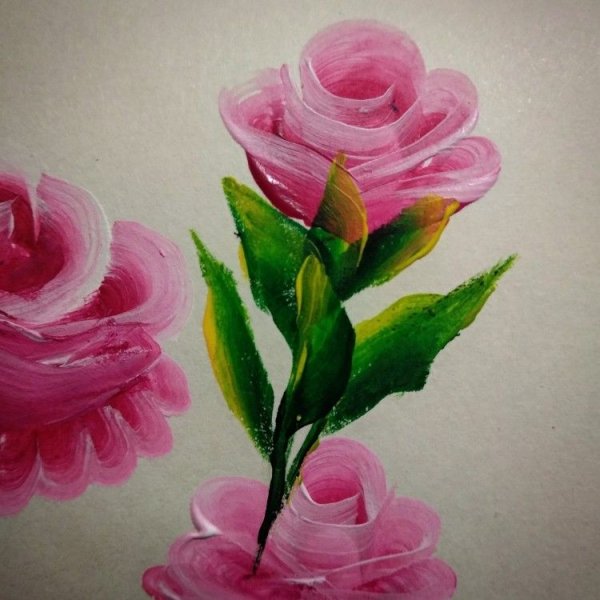 Розовые розы акрил