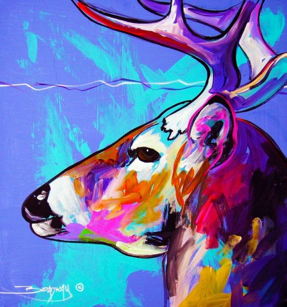 Олень акрилом