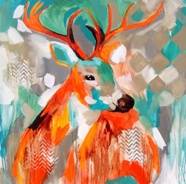 Олень живопись акрил