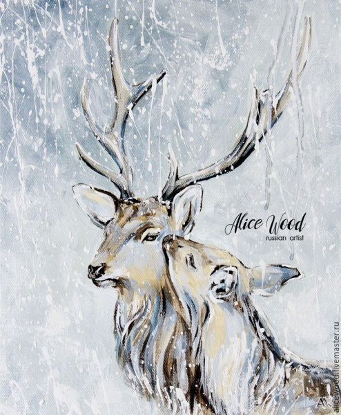 Олень акрилом на холсте