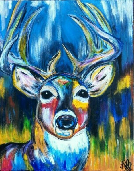 Декоративная живопись оленя