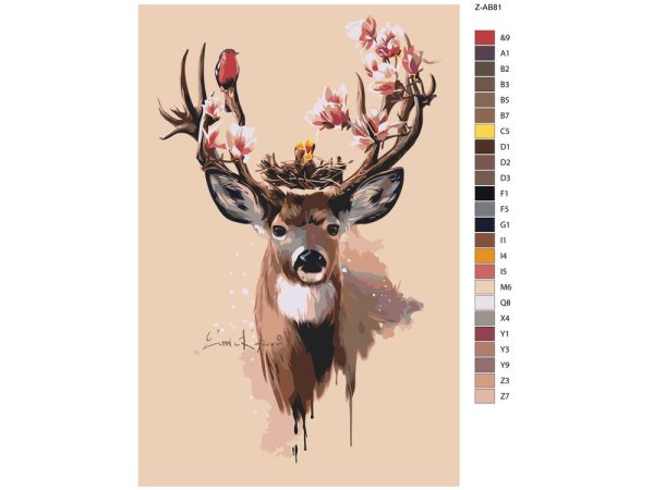 Олень с цветами на рогах