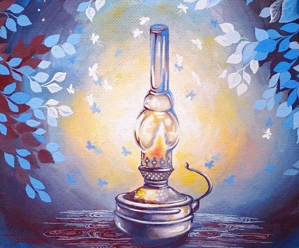 Керосиновая лампа акварелью