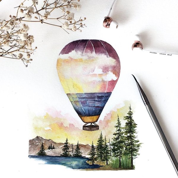 Акварельный воздушный шар