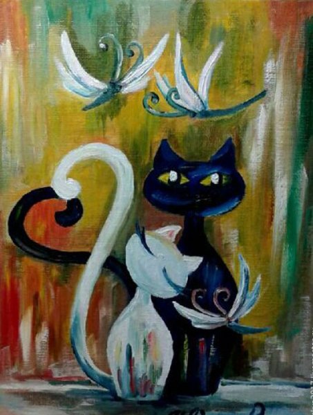 Живопись акрилом кошки