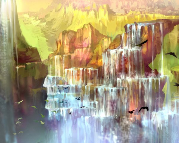 Фантастические пейзажи акварелью