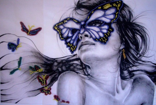Картина девушка с бабочками
