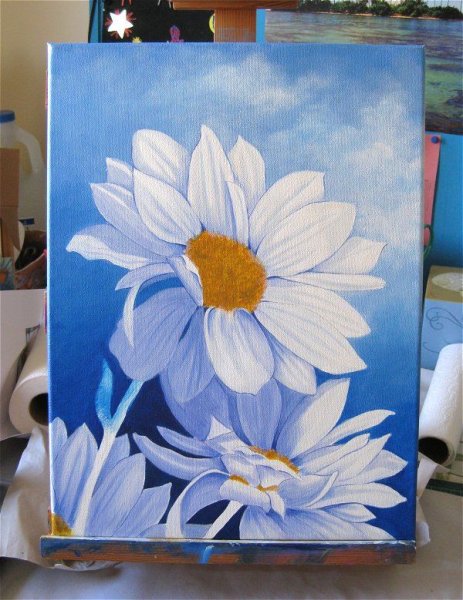 Роспись на холсте акриловыми красками