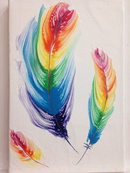 Картина перья акрилом