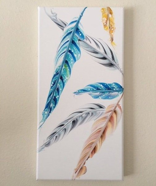 Картина перья акрилом