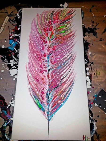 Рисование акрилом с ниткой