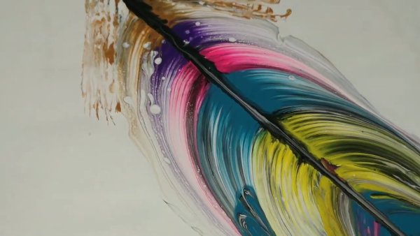 Перо акриловыми красками