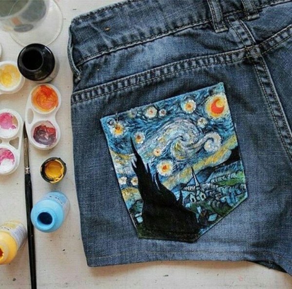Расписать джинсы акриловыми красками