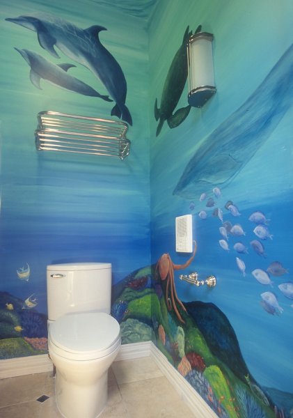 Аэрография в ванной комнате