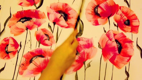 Рисуем маки акрилом